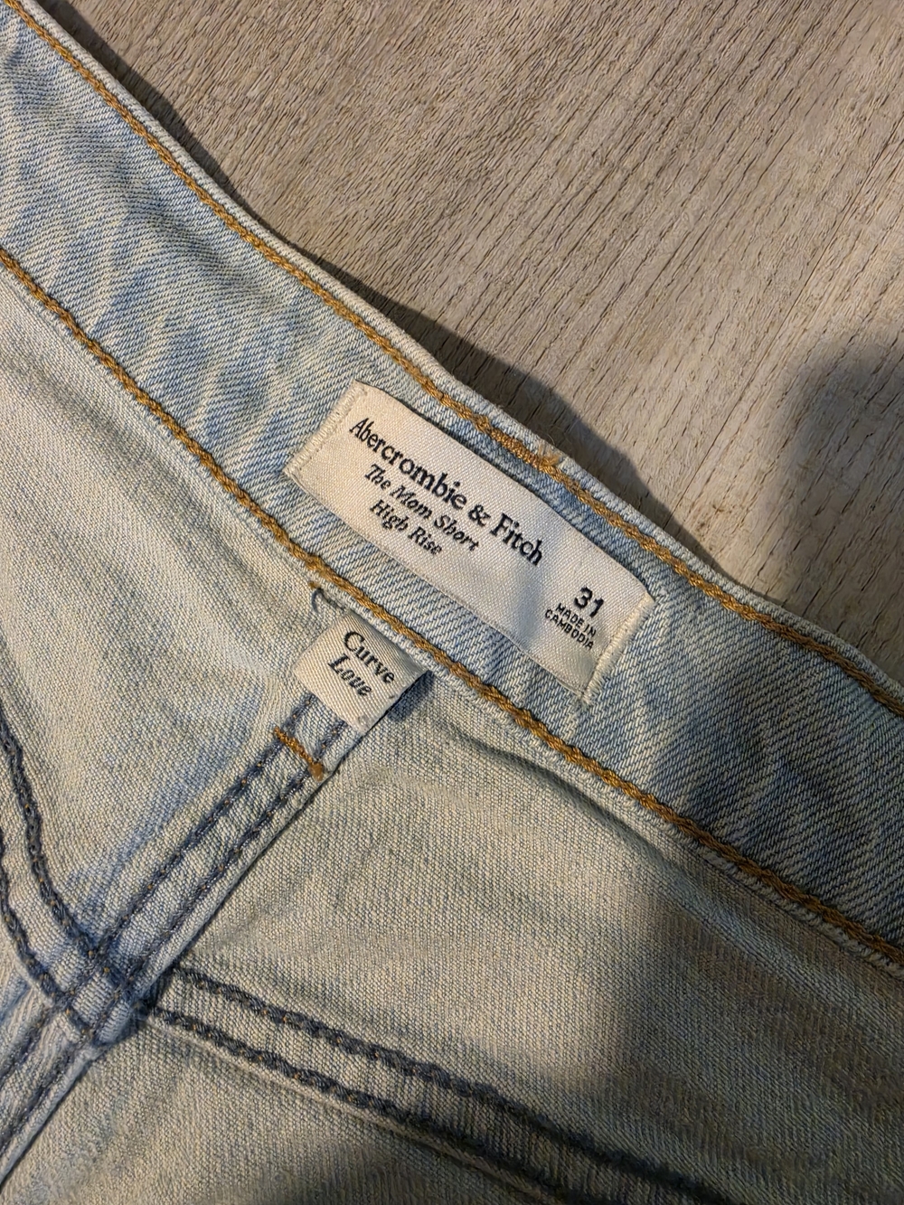 Abercrombie & Fitch Light Blue Distressed Denim Mom Shorts - Picture 2 of 3